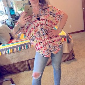 Ivanka Trump - Flowy Dolman Print Top